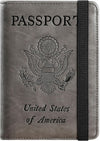 Passport Holder Cover Wallet Travel Essentials RFID Blocking Leather Card Case International Must Haves Travel Accessories for Women Men(101#Coffee Grey)
