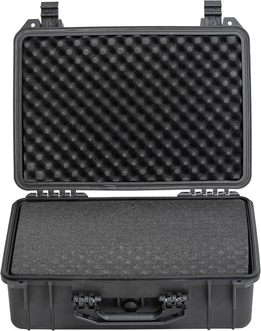 MEIJIA Portable All Weather Waterproof Camera Case with Customized Fit Foam,Fit Use of Drones,Camera,Equipments,Pistols,Elegant Black(18.3 ”x14.57”x8.66”)