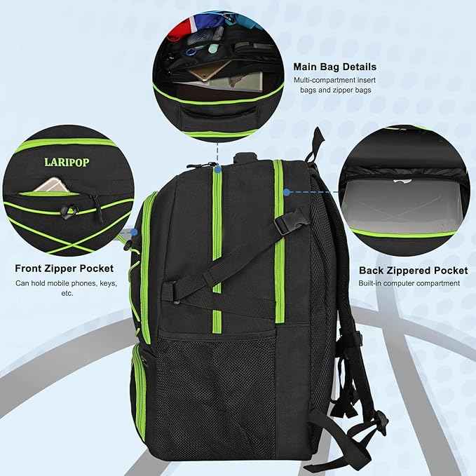 LARIPOP Basketball Backpack Large Basketball Bag with Ball Holder & Shoe Compartment for Youth Adults Men Women