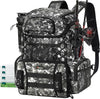 Piscifun Fishing Tackle Backpack with Rod Holders & 4 Tackle Boxes, 42L Outdoor Fishing Bag with Waterproof Rain Cover