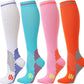 Kickticks 4 Pairs Compression Socks for Woman & Man Unisex 20-30mmHg Knee high Plus Size Wide Calves for Flying Running…