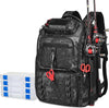 Fishing Tackle Backpack,Tackle Bag with 2 Rod Holders,Water-Resistant Large Storage Fishing Gear and Equipment (B-Black Camo with 4 Tackle Boxes)