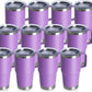 HASLE OUTFITTERS 20oz Tumbler Bulk with Lid, Stainless Steel Tumbler Bulk with Handle, Metal Insulated Travel Coffee Mug Set with Handle, Double Wall Vacuum Leak Proof Tumbler Cup, Purple 12 Pack