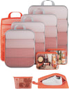 Veken 9/11 Set Compression Packing Cubes for Travel Essentials,Compressible Expandable Large Luggage Suitcase Organizer Bags for Clothing,Durable Space Saver Storage Bags with Toiletry Bags(Orange)
