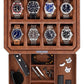 ROTHWELL 8 Slot Leather Watch Box with Valet Drawer - Luxury Case Display Jewelry Organizer, Locking Display Case Holder, Real Glass Top - Watch Box Organizer for Men & Women (Tan/Brown)