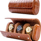MR.OKAY 3 Watch Travel Case- Classic Leather Watch Case With Superb Texture.(Portable Watch Roll Or Organizer For Storage And Display).Festival Gift For Men, All Handcrafted By Artisans.