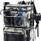 HXLGMD Fishing Backpack with Rod Holders, Double Layer Large Water-resistant Tackle Bag Store Gear with Cooler, Grey