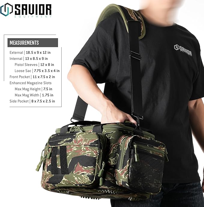 Savior Equipment Specialist Series Tactical Triple Pistol Shooting Range Hunting Duffle Bag Gun Carrying Case, Rigid Compartment Frame, Lockable Zippers