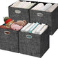Posprica Storage Cubes,12×12 Storage Bins ,Foldable Storage Baskets Fabric Drawers Containers for Shelf Cabinet Bookcase,Thick and Heavy Duty (4pcs, black)