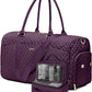 Women Duffle Weekender Travel Bag: Large Duffel Bags with Shoe Compartment Carry On Overnight Tote Bag with Wet Pocket Toiletry Bags Weekend Gym Yoga Hospital Bag for Womens Dark Purple 3Pcs Set