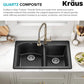 KRAUS Forteza 33-inch Drop In/Undermount 60/40 Double Bowl Granite Kitchen Sink in Black, KGD-50BLACK