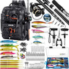 Fishing Backpack with Tackle Boxes and Rod Holders, Fishing Bag wtih Fishing Lure Kit Water-resistant Sling Tackle Bag Store Gear and Equipment, Bait Gifts for Men Woman Anglers-Black Camo Backpack