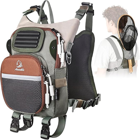 Fly Fishing Chest Pack,Outdoor Waterproof fishing Tackle Chest Bag with Multiple Compartments, Small Wade fishing,Can accommodate multiple fishing equipment/flying boxes