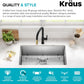 Kraus KHU100-32 Standart PRO 16 Gauge Undermount Single Bowl Stainless Steel Kitchen Sink, 32 Inch