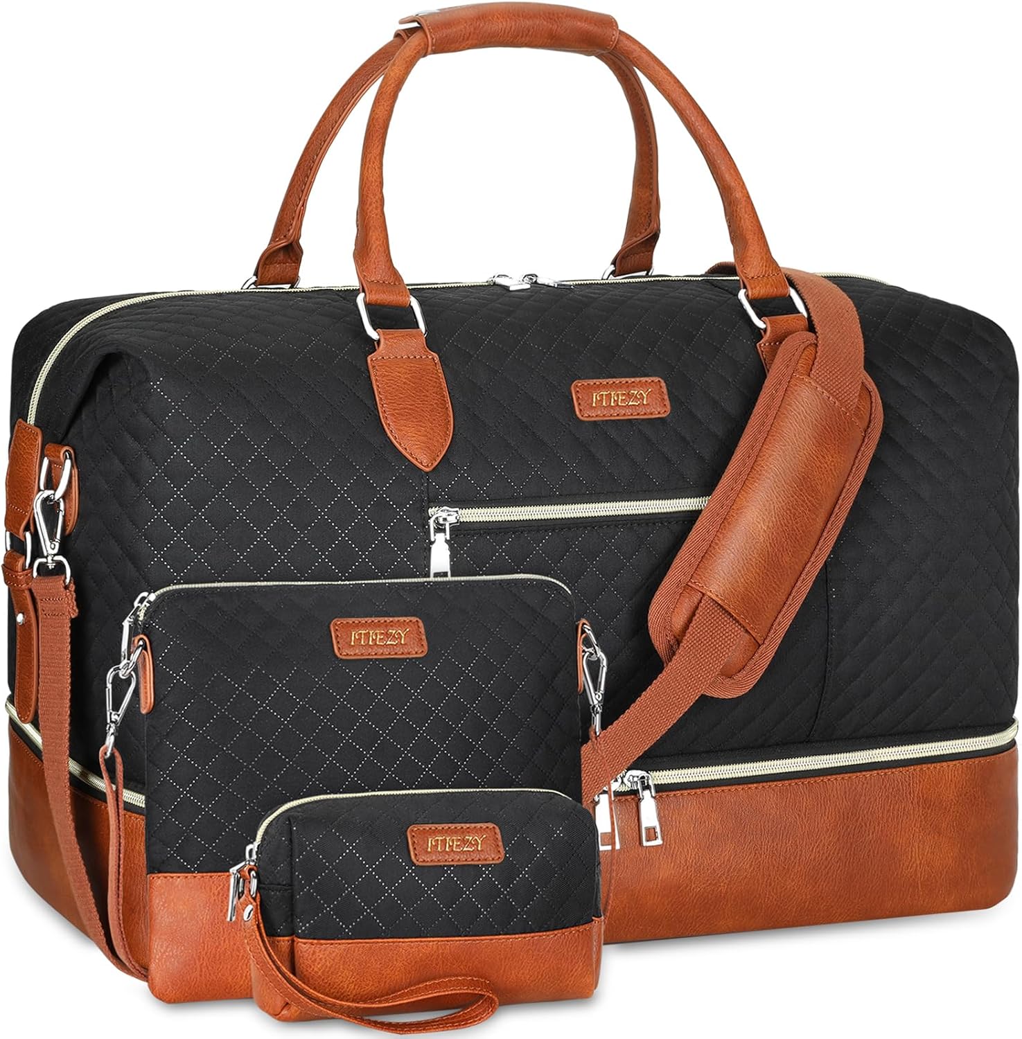 Weekender Bag for Women, Travel Duffel Bag Carry On Overnight Bag with Shoe Compartment Large Nylon Travel Weekend Tote Bag - Roamly