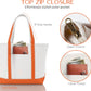 CB STATION Medium Classic Canvas Tote Bag for Women, Top Zipper Closure, Outer Pocket, Daily Essentials, Groceries, Traveling