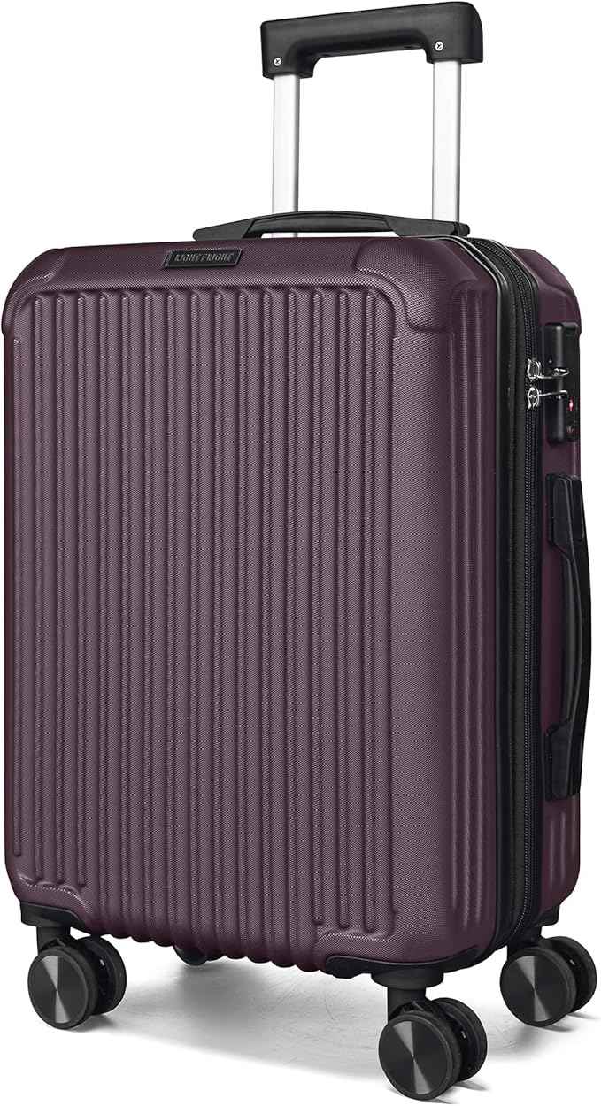 LIGHT FLIGHT Carry On Luggage 22x14x9 Airline Approved, Durable Hard Shell Carry On Suitcases with Wheels, Expandable Hardside Lightweight Travel Luggage with TSA Lock, Lilac