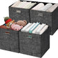 Posprica Collapsible Storage Cubes,11×11 Heavy Duty Fabric Stroage Basket Bins, 4pcs,Black