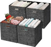 Posprica Collapsible Storage Cubes,11×11 Heavy Duty Fabric Stroage Basket Bins, 4pcs,Black