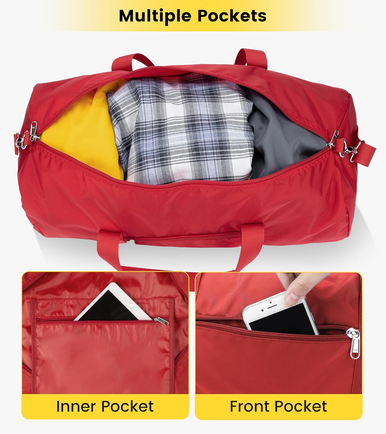 Vorspack Duffel Bag 20-24-28 Inches Foldable Gym Bag for Men Women Duffle Bag Lightweight with Inner Pocket for Travel Sports - Roamly