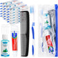 10 Set Travel Toothbrush Kit Bulk,Disposable Toothbrush with Toothpaste Set with Mouthwash,Toothpaste,Cover,Comb,Zip Bag,Floss Picks,Toothbrushes Set for Homeless,Travel