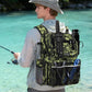 HXLGMD Fishing Backpack with Rod Holders, 43L Large Water Resistant Tackle Bag Storage Gear and Equipment with Cooler for Men Fishing, Camping, Hiking, Green