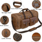 Waxed Canvas Duffle Bag for Men 50L Travel Duffel Bags Expandable Genuine Leather Duffel Overnight Weekender Carry On Bag Two Zipper Pockets Travel Bag (Vintage Dark Brown, Large-50L) - Roamly