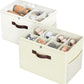 Budding Joy 2 Pack Shoe Organizer for Closet, Clear Foldable Shoe Storage Containers Adjustable Dividers Fits 16 Pairs,Shoe Storage Bins Baskets Boxes with Reinforced Handles Beige Yellow Beige