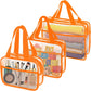 XEWEA Clear Travel Toiletry Bags, 3 Pack TSA Approved Transparent Makeup Bag for Men Women, Large Waterproof PVC Quart Organizer with Zipper for Toiletries Airline Essentials,Toy Storage Pouch Orange - Roamly