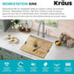 KRAUS Kore 21-Inch Undermount Workstation 16 Gauge Single Bowl Stainless Steel Kitchen Sink with Accessories, KWU111-21