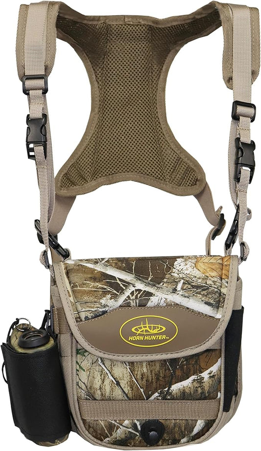 Horn Hunter Bino Hub - Hunting Adjustable Binocular Straps Harness Chest Pack with Range Wrap & Range Lock Included for Bow Hunting, Standard, Camo