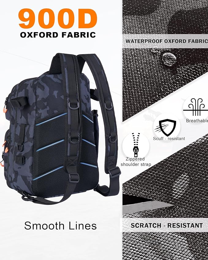 Fishing Backpack with Rod Holders,900D Oxford Water-Resistant Fishing Gear,42L Large Storage Tackle Bag for Men