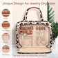 Wedama Toiletry Bag for Women, Hanging Travel Toiletry Bag with Jewelry Organizer Compartment Large Makeup Bag, PVC Waterproof Cosmetic Travel Bag Trips Camping Bathroom, Leopard Print - Roamly