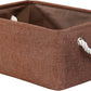 TheWarmHome Fabric Storage Basket for Home, Shelf, Closet - Canvas Bin for Dog Toys and Baby Items (Brown, 1 Pack, 13.8L9.8W6.7H)
