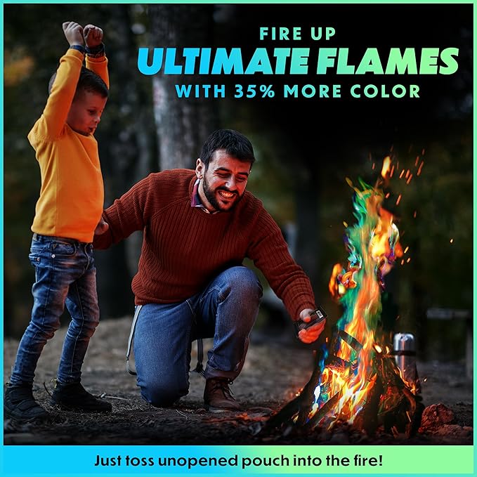 Magical Flames Fire Color Packets (Ultimate 25 Pack), Vibrant Multi-Color Fire for Fire Pits, Campfires, Bonfires & Fireplaces - Camping Essentials & Outdoor Party Accessories
