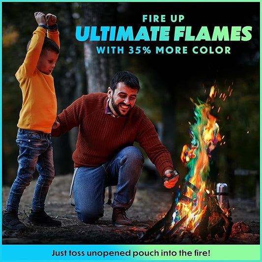 Magical Flames Fire Color Packets (Ultimate 12 Pack), Vibrant Multi-Color Fire for Fire Pits, Campfires, Bonfires & Fireplaces - Camping Essentials & Outdoor Party Accessories