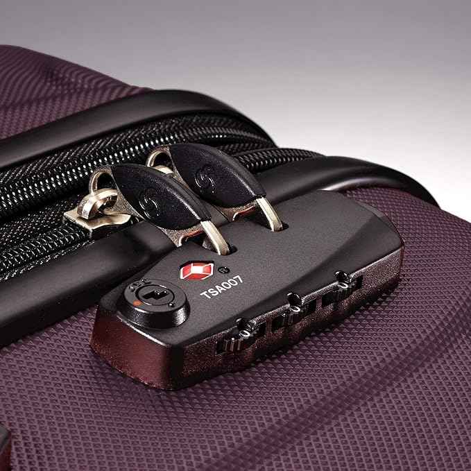 Samsonite Omni PC Hardside Expandable Luggage with Spinner Wheels, Purple, Checked-Medium 24-Inch