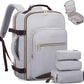LOVEVOOK Travel Backpack for Women & Men 40L,Airline Approved Carry On Backpack Travel Essential,TSA Carry on Luggage,Personal Item Travel Bag,Suitcase with 3 Packing Cube,Light grey-Dark coffee color