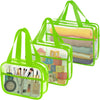 XEWEA Clear Travel Toiletry Bags, 3 Pack TSA Approved Transparent Makeup Bag for Men Women, Large Waterproof PVC Quart Organizer with Zipper for Toiletries Airline Essential,Toy Storage Pouch Green - Roamly