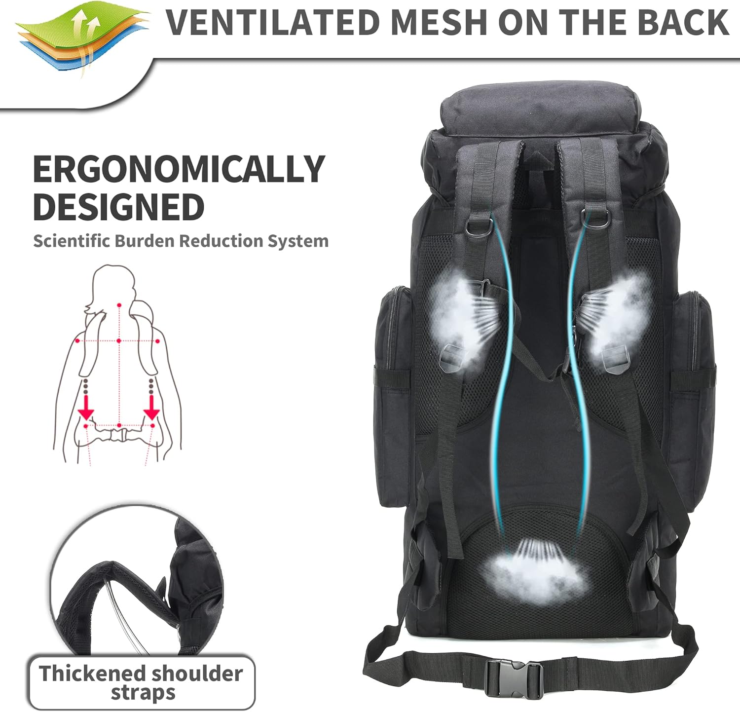 King'sGuard 70L Camping Hiking Backpack Tactical Backpack Military Molle Rucksack Backpack for Outdoor - Roamly