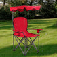 Goplus Camping Chair with Canopy Shade, Folding Lawn Chair with Umbrella Cup Holder & Carry Bag, Portable Sunshade Chair for Adults for Beach Outdoor Travel Hiking Fishing (Red)