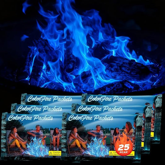 25 Pack Colorful Flames Color Fire Packets Fire Pit for Campfire,Fire Color Packets Camping Accessories for Kids & Adults,Outdoor Fire Changing Flame Powder. (25 Packets)