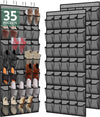 35 Pocket Over the Door Shoe Organizer,Reusable Breathable Large Mesh Bag Men's & Women's Sneaker Organizer,Shoe Organizer for Kids,Hanging Shoe Storage Hanging Bag (2PCS-Gray)