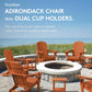SERWALL Adirondack Chair with Cup Holders - Composite Adirondack Chairs Set of 2 HDPE Outdoor Chairs All Weather Use- Orange