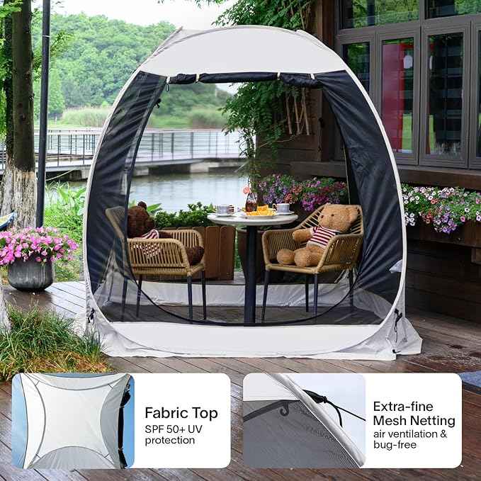 Alvantor Pop Up Screen House Gazebo with Mosquito Netting, Instant UV Resistant Sun Shelter for Patio & Backyard, Portable Canopy Tent for 2-10 Person