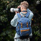 Padwa Lifestyle Blue Camera Backpack - Professional DSLR & UAV Camera Bag,Anti Theft Canvas Camera Backpack with Rain Cover,Large Capacity Photography Travel Camera Bag with Multi Compartments