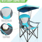 ALPHA CAMP Heavy Duty Canopy Camping Chair, 350 lbs Capacity Oversized Folding Chair with Adjustable Sunshade, Portable Sunshade Chair with Cup Holder for Beach, Fishing, Outdoor