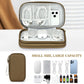 FYY Electronic Organizer, Travel Cable Organizer Bag Pouch Electronic Accessories Carry Case Portable Waterproof Double Layers Storage Bag for Cable, Charger, Phone, Earphone, Medium Size- Brown