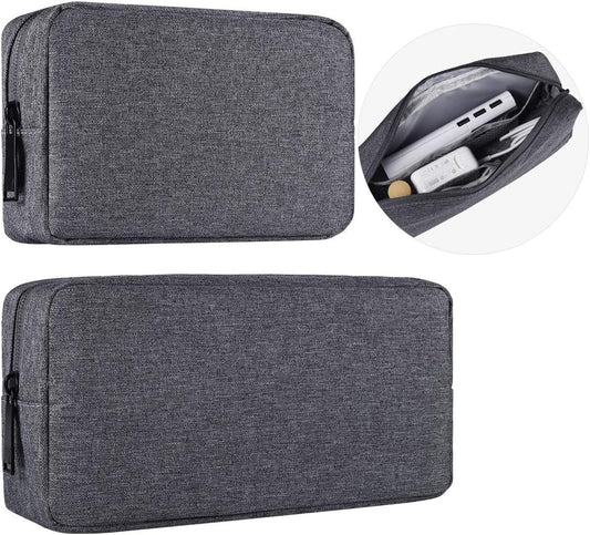 Universal Electronics Accessories Carrying Case, 2PCS Big + Small Portable Storage Pouch, Cosmetic Bag, Cable Organizer Compatible Hard Drive, Mouse, Power Bank, Adapter, Cellphone, Space Gray