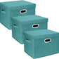 TYEERS Large Storage Bins with Lids, Collapsible, Washable, Fabric Storage Boxes for Organizing, 17.3x11.8x11.4 inches, 3 Pack, Aqua Deep
